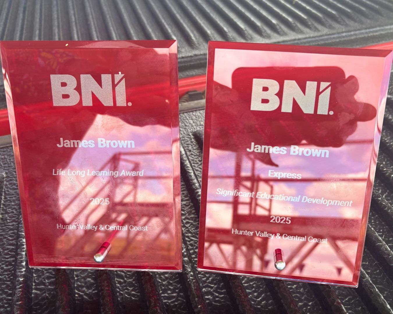 BNI Hunter Valley & Central Coast awards presented to James Brown: Life Long Learning Award and Express Significant Educational Development Award